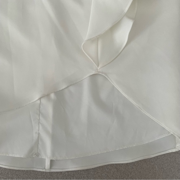 Aidan Aidan Mattox Cream Bow Detail Ruffle Dress Size 12 - Picture 7 of 10